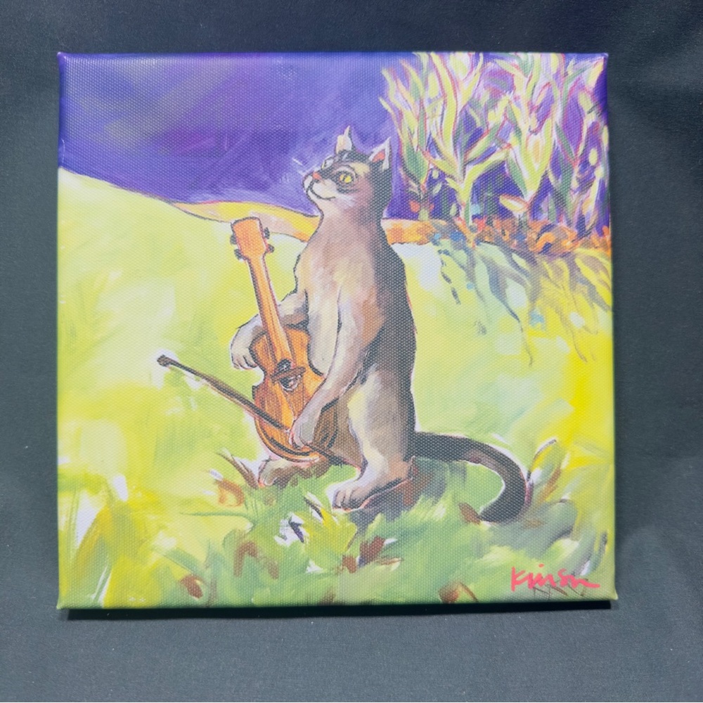 Over the Moon Collection Canvas Art Wall Print 8x8 Cat & Fiddle Signed Whimsical